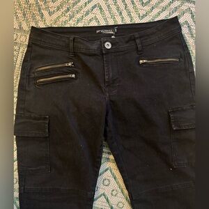 Lovesick Black Denim Moto Jeans 13 Juniors Mid Rise Zippers Goth Punk NWOT